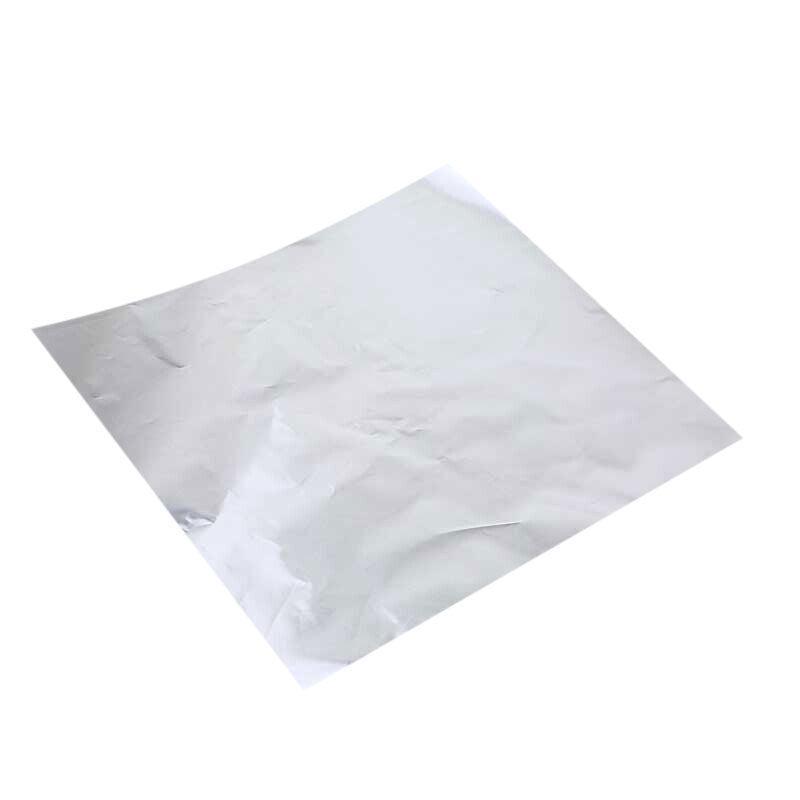 100PCS Tin Foil Aluminium Wrapping Square Chocolate Wrappers 10CM - Silver/Gloss