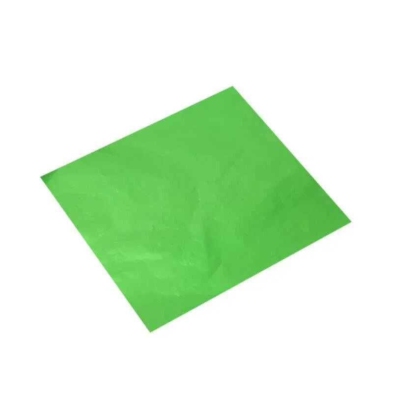 100Pcs Aluminium Foil Chocolate Wrappers 20cm Squares - Green/Gloss