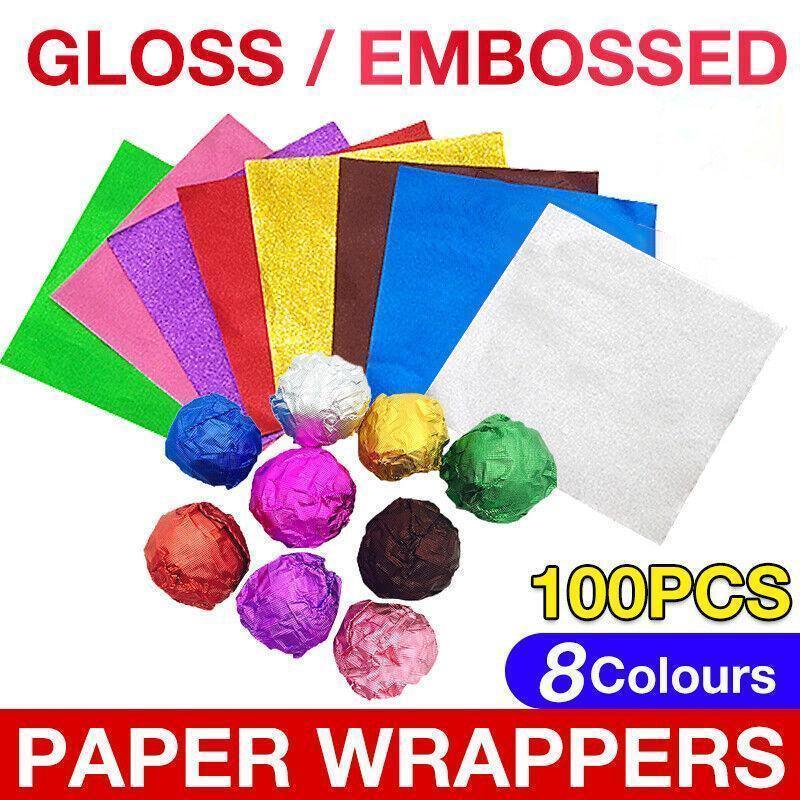 100PCS Tin Foil Aluminium Wrapping Square Chocolate Wrappers 10CM - Purple/Gloss