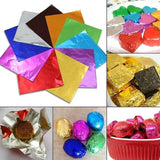 100Pcs Aluminium Foil Chocolate Wrappers 20cm Squares - Silver/Embossed
