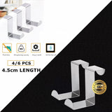 4X/6X Over Door Hooks Hanger Holder Stainless Steel Cabinet Organizer Clothes 4.5cm - 4 PCS