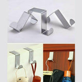 4X/6X Over Door Hooks Hanger Holder Stainless Steel Cabinet Organizer Clothes 4.5cm - 4 PCS - Top-Down View