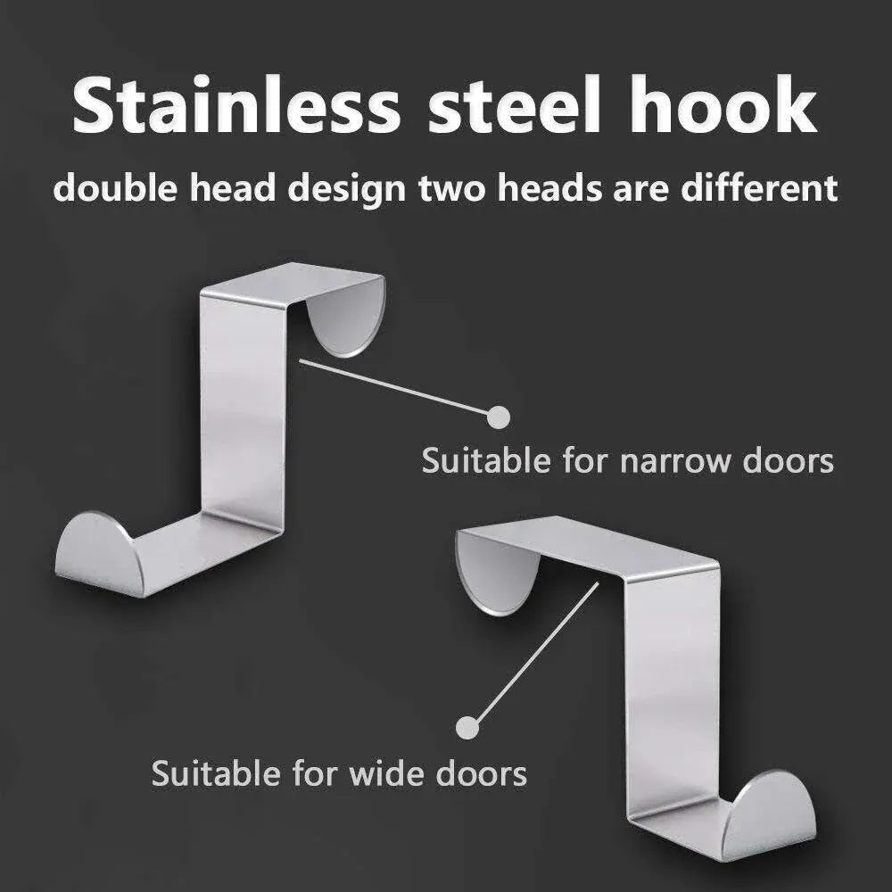 4X/6X Over Door Hooks Hanger Holder Stainless Steel Cabinet Organizer Clothes 4.5cm - 6 PCS