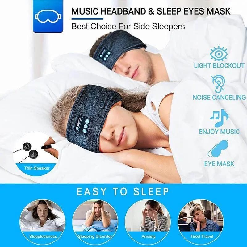 Wireless Bluetooth Eye Mask Headphones Sleep Headband for Relaxation and Meditation - Black