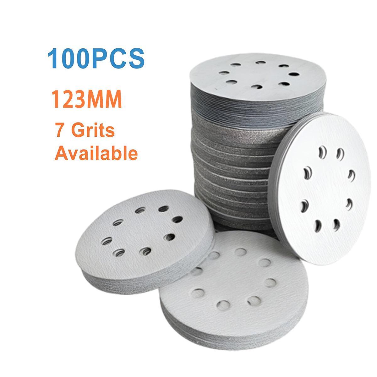 100x 123mm 6/8-Hole Sanding Discs Hook Loop Orbital Sander Pads 80 120 240 Grit - 60 Grits（6-Hole）