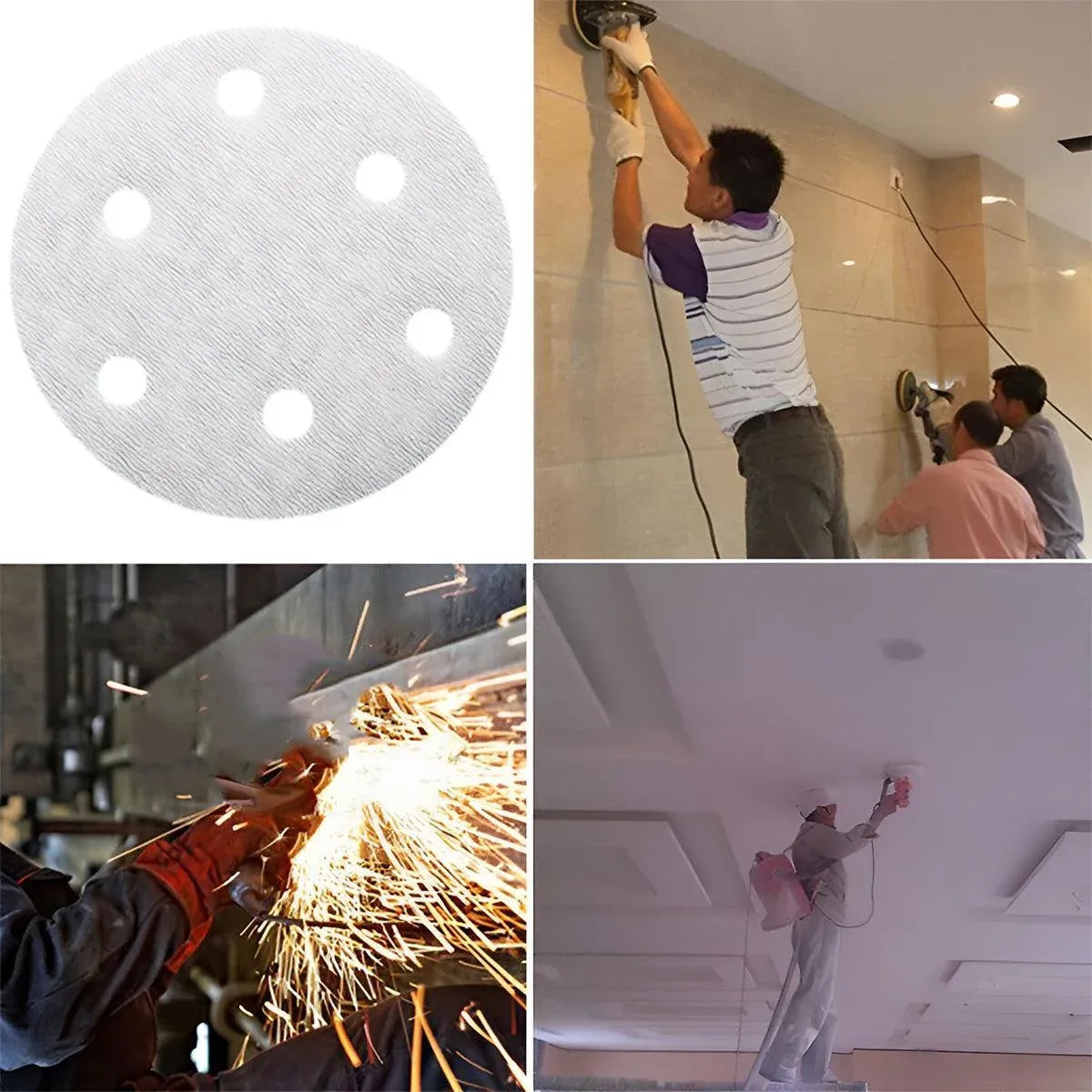 100x 123mm 6/8-Hole Sanding Discs Hook Loop Orbital Sander Pads 80 120 240 Grit - 180 Grits（6-Hole）