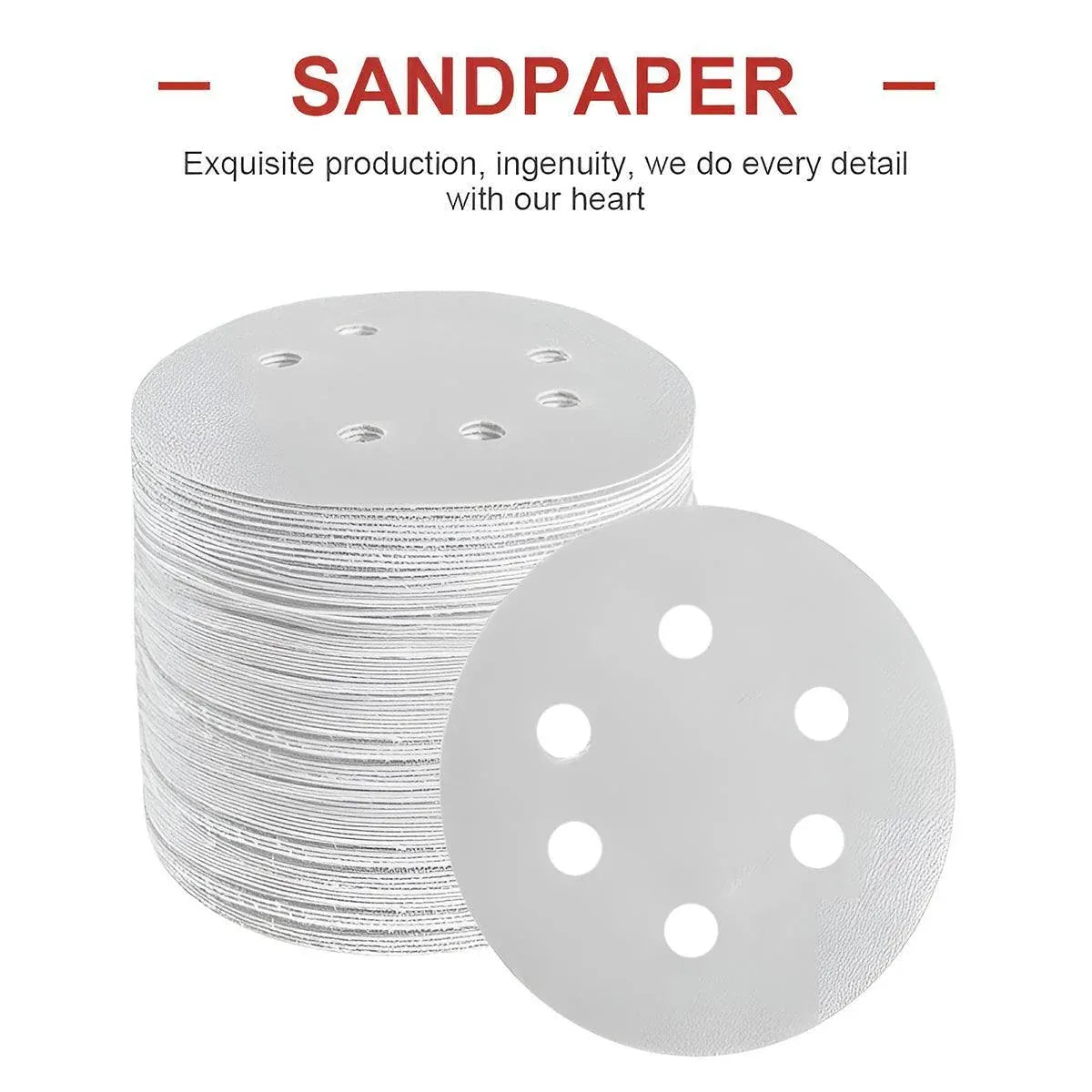 100x 123mm 6/8-Hole Sanding Discs Hook Loop Orbital Sander Pads 80 120 240 Grit - 320 Grits（8-Hole）