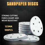 100x 123mm 6/8-Hole Sanding Discs Hook Loop Orbital Sander Pads 80 120 240 Grit - 400 Grits（8-Hole） - Front View