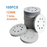 100x 123mm 6/8-Hole Sanding Discs Hook Loop Orbital Sander Pads 80 120 240 Grit - 400 Grits（8-Hole） - Rear View