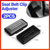 2X Car Shoulder Strap Positioning Clip Buckle Adjuster for Driving Comfort - Silver - Front View
