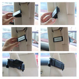 2X Car Shoulder Strap Positioning Clip Buckle Adjuster for Driving Comfort - Silver - Top-Down View