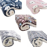 L Size Puppy Dog Cat Cushion Mattress Blanket Bed Soft Warm Pad Winter Kennel House - Brown Footprint - Side View