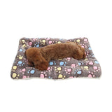 L Size Puppy Dog Cat Cushion Mattress Blanket Bed Soft Warm Pad Winter Kennel House - Brown Footprint