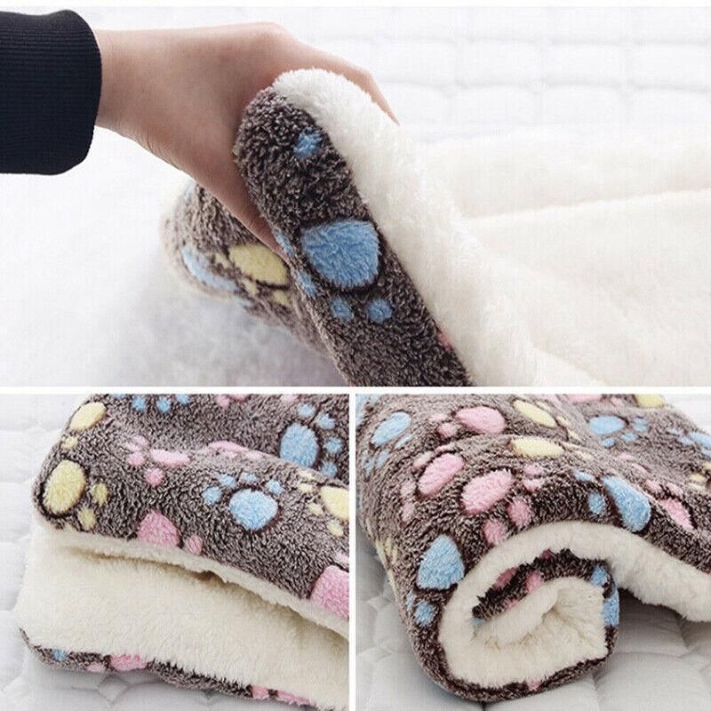 L Size Puppy Dog Cat Cushion Mattress Blanket Bed Soft Warm Pad Winter Kennel House - Brown Footprint