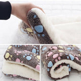 L Size Puppy Dog Cat Cushion Mattress Blanket Bed Soft Warm Pad Winter Kennel House - Brown Footprint - Extra Image