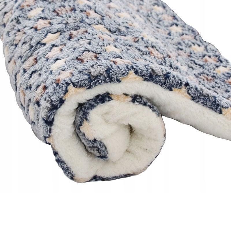 M Size Puppy Dog Cat Cushion Mattress Blanket Bed Soft Warm Pet Pad Winter Kennel House - Blue Brownstar