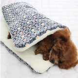 L Size Puppy Dog Cat Cushion Mattress Blanket Bed Soft Warm Pad Winter Kennel House - Blue Brownstar - Rear View
