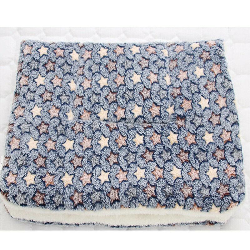 L Size Puppy Dog Cat Cushion Mattress Blanket Bed Soft Warm Pad Winter Kennel House - Blue Brownstar