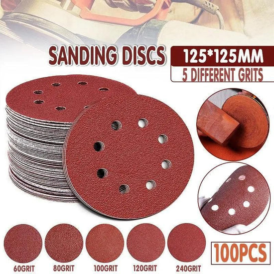 125X 125mm 5" Sanding Discs 60 80 100 120 240 Grit Orbital Sander Pads - 120 Grits