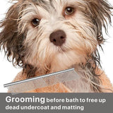 Stainless Steel Teeth Metal Comb Brush Pet Cat Dog Hair Grooming Trimmer Round - S:16*3CM