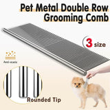 Stainless Steel Teeth Metal Comb Brush Pet Cat Dog Hair Grooming Trimmer Round - M:19*3.5CM - Front View
