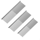 Stainless Steel Teeth Metal Comb Brush Pet Cat Dog Hair Grooming Trimmer Round - M:19*3.5CM - Side View