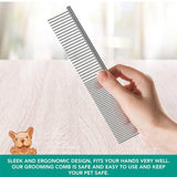 Stainless Steel Teeth Metal Comb Brush Pet Cat Dog Hair Grooming Trimmer Round - M:19*3.5CM - 45-Degree Angle