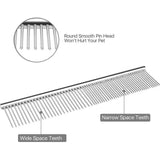 Stainless Steel Teeth Metal Comb Brush Pet Cat Dog Hair Grooming Trimmer Round - L:19*4CM - Top-Down View