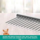 Stainless Steel Teeth Metal Comb Brush Pet Cat Dog Hair Grooming Trimmer Round - L:19*4CM