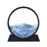 Moving Sand Art Picture Round Glass Quicksand Painting 3D Deep Sea Sandscape Au - Black - Extra Image