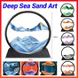 Moving Sand Art Picture Round Glass Quicksand Painting 3D Deep Sea Sandscape Au - Yellow