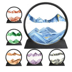 Moving Sand Art Picture Round Glass Quicksand Painting 3D Deep Sea Sandscape Au - Yellow