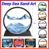 Moving Sand Art Picture Round Glass Quicksand Painting 3D Deep Sea Sandscape Au - Red