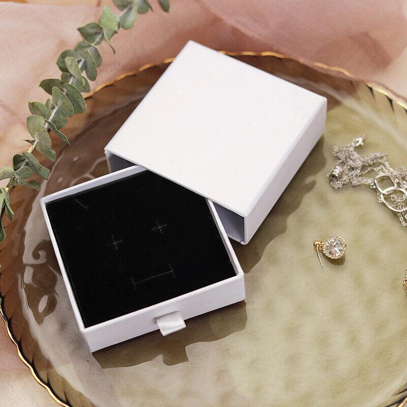 Cardboard Jewellery Gift Boxes Drawer Style Necklace Ring Earring Pendant Bracelet Case - Kraft paper