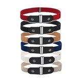 Buckle-Free Elastic Invisible Comfortable Womens No Bulge Hassle Belt For Jeans - Blue - Side View