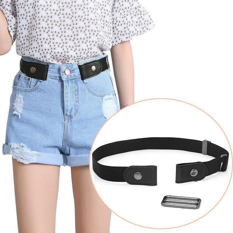 Buckle-Free Elastic Invisible Comfortable Womens No Bulge Hassle Belt For Jeans - Blue
