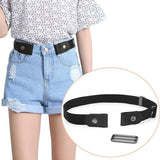 Buckle-Free Elastic Invisible Comfortable Womens No Bulge Hassle Belt For Jeans - Blue