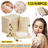 Flax Soap Saver Bag with Foaming Mesh and Drawstring for Exfoliating - 1PC - Front View