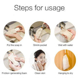 Flax Soap Saver Bag with Foaming Mesh and Drawstring for Exfoliating - 1PC - 45-Degree Angle