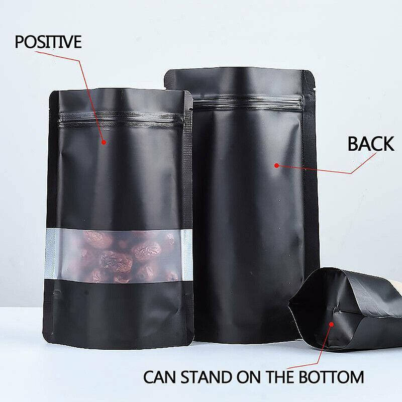 25PCS Stand Up Food Pouches with Clear Window Heat Seal Ziplock Foil Bags - 10x15+3cm