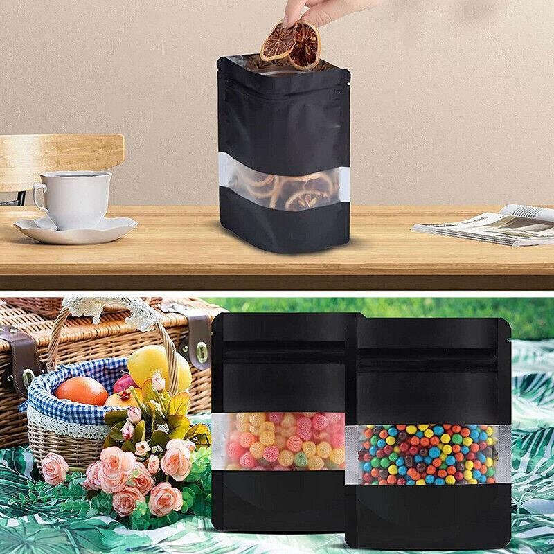 25PCS Stand Up Food Pouches with Clear Window Heat Seal Ziplock Foil Bags - 10x15+3cm
