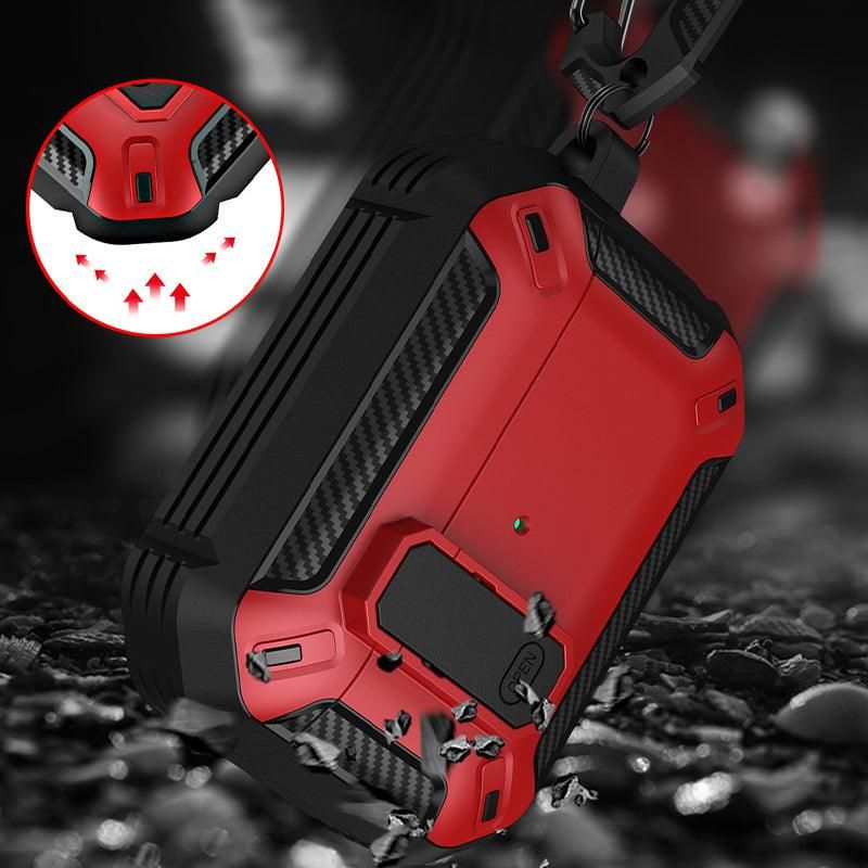For Apple AirPods pro and pro2 Case Armor Earphone Heavy Duty Shockproof Cover - Black&Red For Airpods Pro