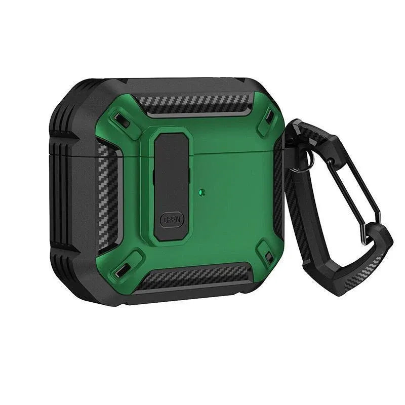For Apple AirPods pro and pro2 Case Armor Earphone Heavy Duty Shockproof Cover - Black&Green For Airpods Pro