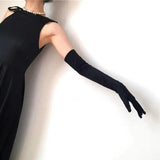 Elegant Long Satin Evening Gloves Formal Dress Accessory for Opera Prom Party Women - White - Top-Down View