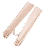 Elegant Long Satin Evening Gloves Formal Dress Accessory for Opera Prom Party Women - Red - Side View