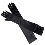 Elegant Long Satin Evening Gloves Formal Dress Accessory for Opera Prom Party Women - Black - Side View