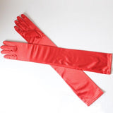 Elegant Long Satin Evening Gloves Formal Dress Accessory for Opera Prom Party Women - Black - Rear View