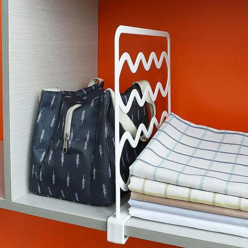 4PCS Clip-On Closet Shelf Dividers Wardrobe Organizer for Clothes and Cabinets