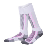 Men Women Long Warm Breathable Ski Socks Thicken Winter Sports Socks - Pink&White(33-39)
