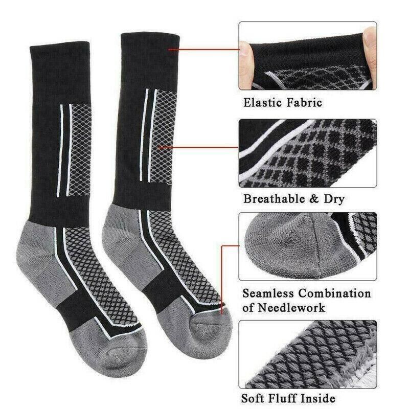 Men Women Long Warm Breathable Ski Socks Thicken Winter Sports Socks - Pink&White(33-39)